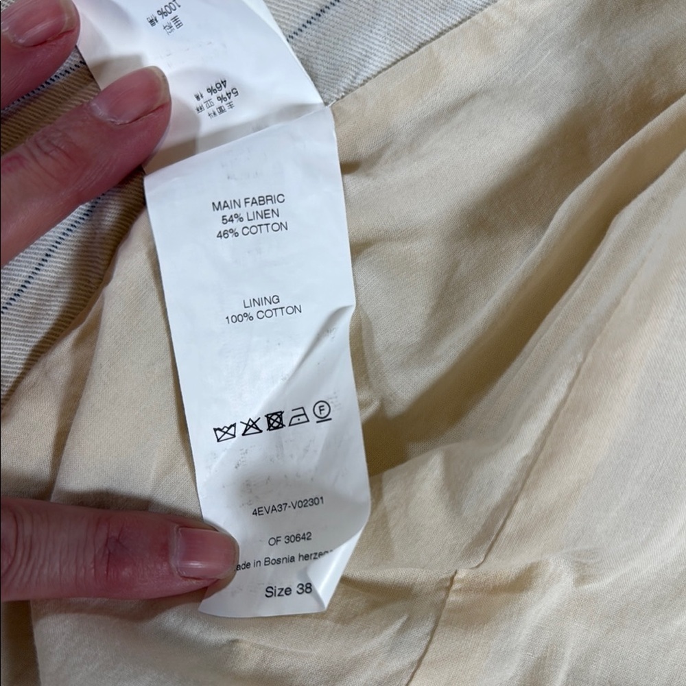 Vanessa Bruno Unlined Pinstriped Blazer Elegant Linen Cotton Blend Suit Jacket - Picture 7 of 8